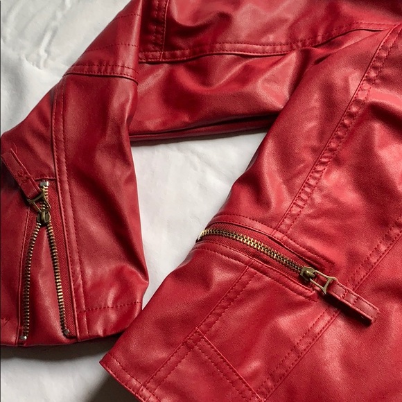 Zara Red Leather Jacket - Picture 3 of 5